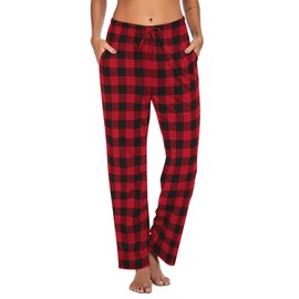 Ekouaer Womens Pajamas Bottoms Pants Comfy Pj Bottom with Pockets Stretch Plaid Sleepwear