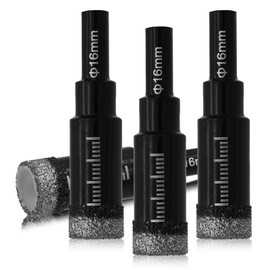 Semrien 4 Pcs Dry Diamond Drill Bits Set, 5/8"(16mm) Diamond Hole Saw Core Drill Bit, Round Shank Tile Drill Bits Ceramic Drill Bits for Porcelain, Granite, Glass, Marble, Stone, Not for Wood (16mm)