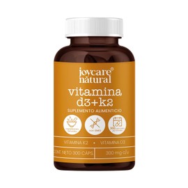 JOYCARE NATURAL Vitamina D3 y K2 Suplemento para Absorción de Calcio y Huesos Fuertes | Bienestar Inmune y Circulatorio | 300 Cápsulas