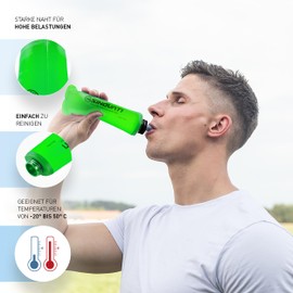 SINOVATI TPU Foldable Water Bottles, Soft Flask, Water Bottle, BPA-Free Sports Bottle for Hydration Backpack, Bicycle, Hiking, Jogging, Trekking, Camping and Climbing (Green, 250 ml)