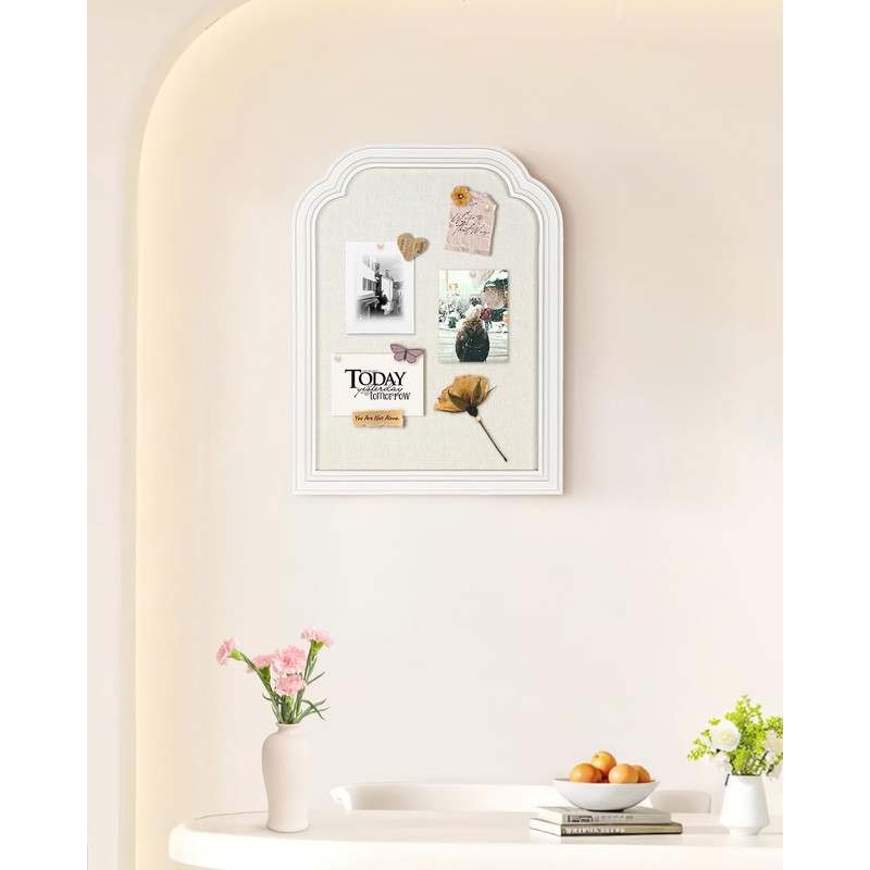 Bulletin Board with Linen, 13x17 inches Pin Board with White