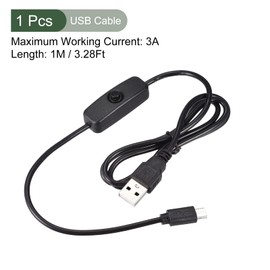 YOKIVE USB Cable with Switch, Male to Type-C Male Extension Cord, Easily Carried, Great for USB Fans, LED Desk Lamps (Black, 1M/3.28-Feet)