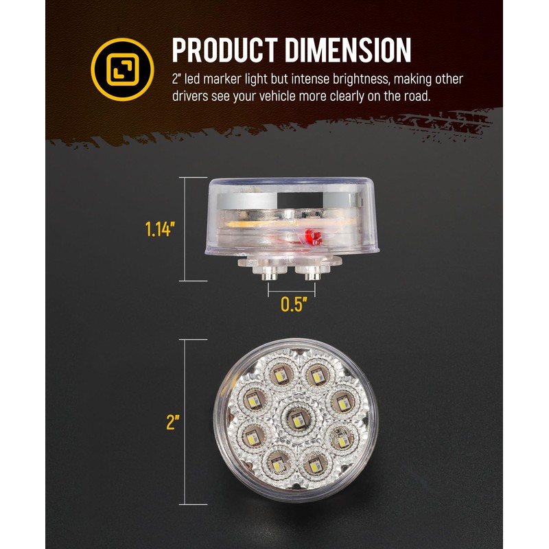 Partsam 2Pcs Dual Revolution 2 inch Round 9LED Marker Light,