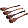 4pc-Handmade Japanese Style Wooden Soup Spoons with Tied Line on