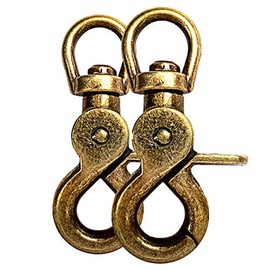 Scissors Carabiner Hook with Swivel Joint / Swivel Head for Dog Lead / Neck Strap Set of 2 Alloy Steel 61 mm Length Also for Paracord 550 / Key Pendant Colour: Antique Gold Look