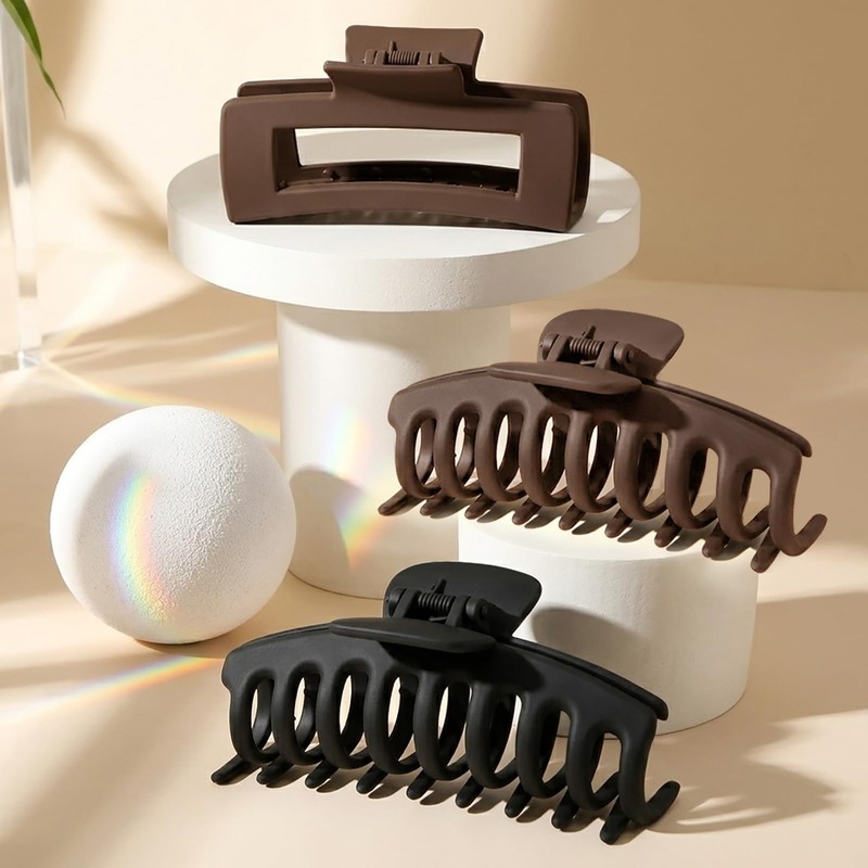 TOCESS Silicone Flexible Claw Clip: 3 Pack Bendable Matte Large