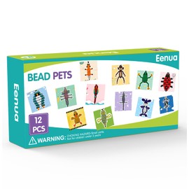 Eenua Pearl Animals Craft Set - 12 Key Chains Animals DIY Threading Box for Children from 6 7 8 9 Years