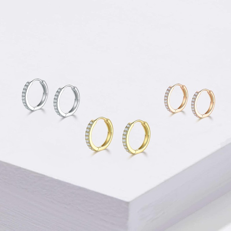 Wiredock 925 Sterling Silver Hoop Earrings,16mm Hypoallergenic Huggie Small Hoop