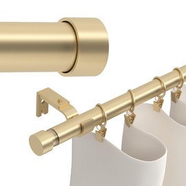 Gold Curtain Rods 160 inch, Extra Long Curtain Rod for Windows 120-160 inch, 1 inch Heavy Duty Drapery Rod for Outdoor Patio, Living Room, Bedroom, Modern Adjustable Curtain Pole 10-13ft