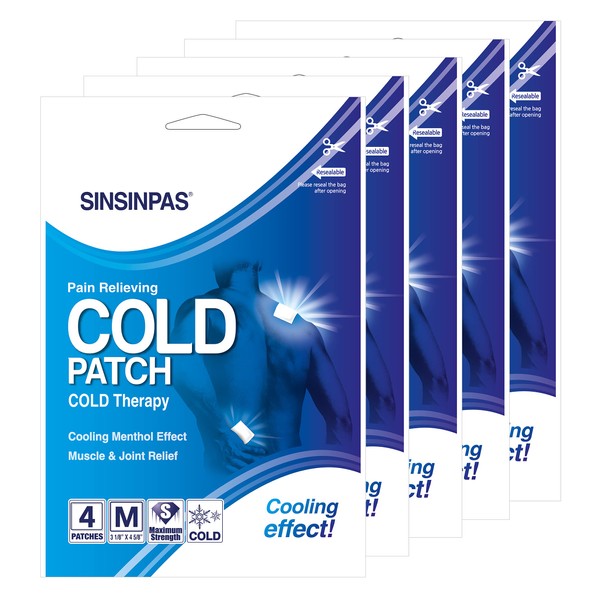 SINSINPAS Cold Pain Relieving Patch, 5 Pack, (20 Patches Total)