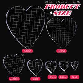 Mudder 7 Pieces Acrylic Stamp Blocks Set Clear Stamping Blocks Tools for Kids with Grid and Grip Scrapbooking Craft Making, Decorative DIY Essential Stamping Tool(Heart)