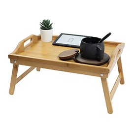 KKTONER Bamboo Bed Tray Table with Folding Legs Foldable Serving Portable Laptop Tray Snack Tray Breakfast Tray Bed Table Drawing Table
