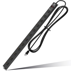 BERIGTTA 12 Outlet Surge Protector Metal Power Strip, 1800J Mountable Power Outlet, Heavy Duty Workshop Metal Power Strip for Commercial, Industrial, School and Home,15A 125V 1875W (6FT)