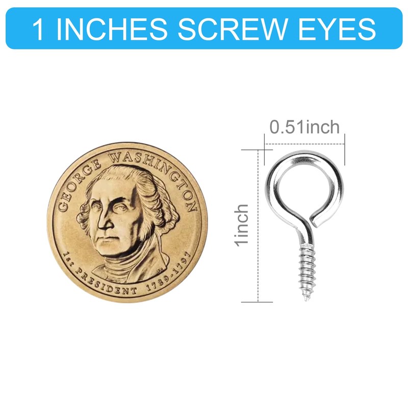 Aovchei Eye Screws, 50Pcs 1 inches 304 Heavy Duty Stainless