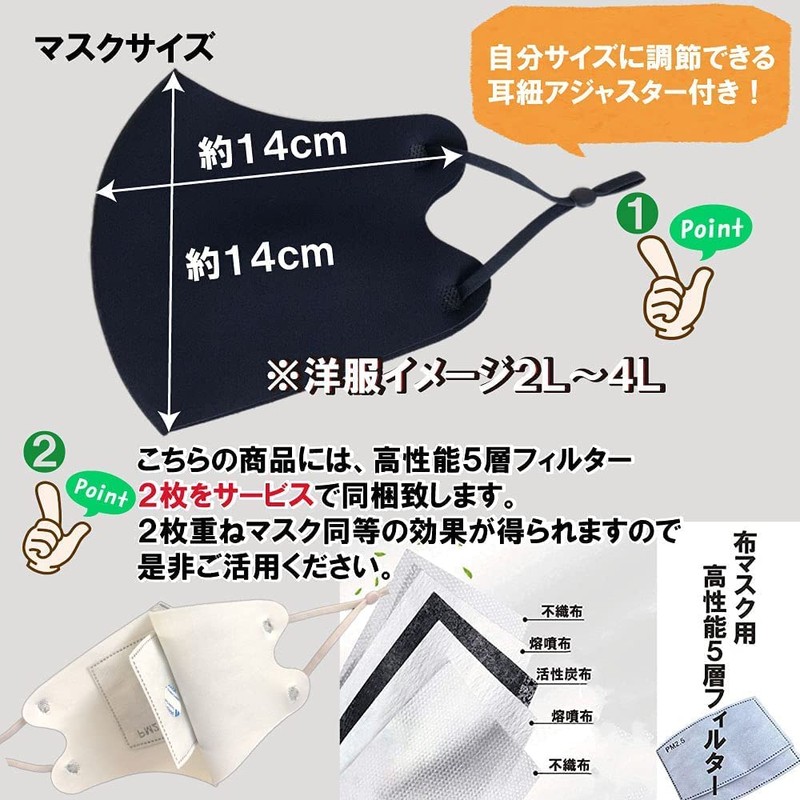 【フェザーストアブランド】大きい冷感マスク 接触冷感 大きいマスク ビッグサイズ夏用マスク 大きいサイズ ビッグマスク ２Ｌサイズ 耳が痛くならない 2枚重ね用にも 冷感マスク