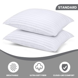 Utopia Bedding Bed Pillows for Sleeping Standard Size (White), Set of 2, Cooling Hotel Quality, for Back, Stomach or Side Sleepers