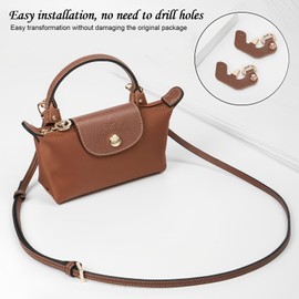 Leather Strap for Mini Bags, Adjustable No Holes, Replacement Straps with Reinforced Accessories for Crossbody Handbags, Briefcases - Fashionable & Versatile (Black)