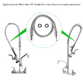 TBER Commercial Pre-rinse Sprayer Hose Replacement Kit for Pre rinse Faucet with 7/8”-20 UN Female Ends, 38” Flexible Stainless Commercial Dish Sprayer Sink Hose
