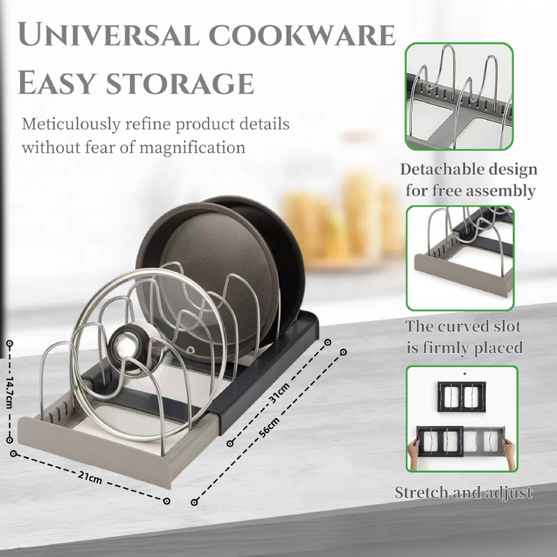 SHUTKMVCW Lid organizers inside cabinet adjustable, Kitchen Pot lid organizer