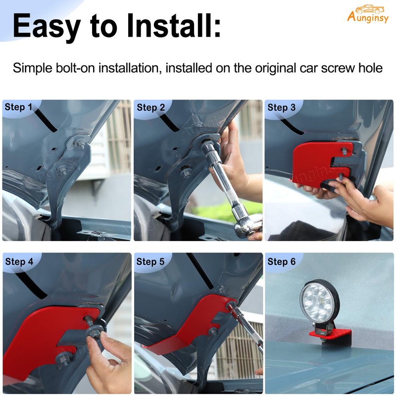 Car Ditch Hood Light Mount Brackets Compatible with Ford Maverick