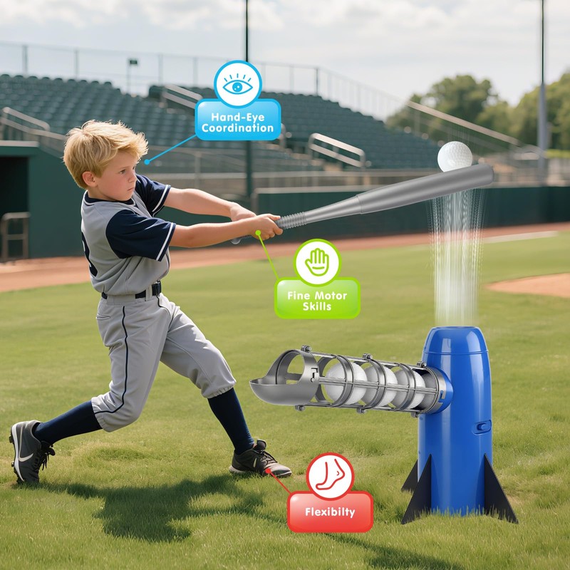 Auto Kids Baseball Pitching Machine, Automatic Baseball Launchers for Kids