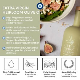 Heirloom EVOO from Little Gypsy Farms | Extra Virgin Olive Oil from a Single Estate in Greece | First Cold-Pressed | High Polyphenols & Amino Acids | NYIOOC Award Winner | 500ml