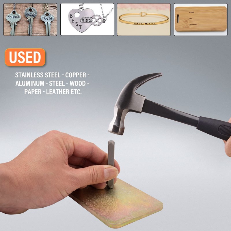 Metal Letter Punch Set 1/4 (6mm),36PC Steel Number and Letter