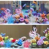 3 Pcs Aquarium Coral Reef Decor, Blue, White, Pink
