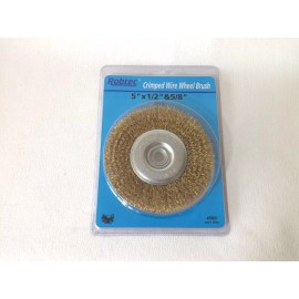 Robtec 5 in. x 1/2 in. Arbor Crimped Brass Coated Steel Wire Wheel Brush