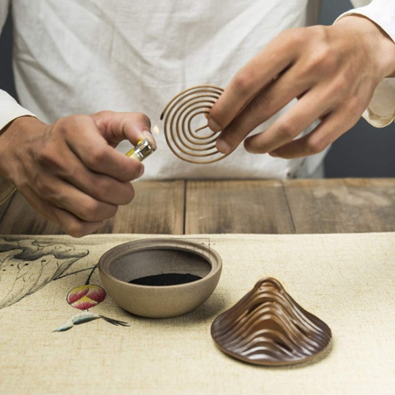 HIGHAWK Incense Burner, Pottery, Buddhist Goods, Incense Holder, Swirl, Incense