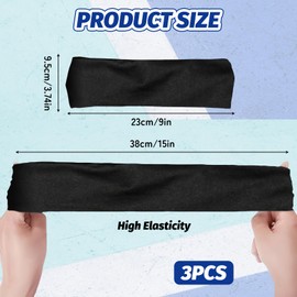 3 Pieces Sports Headbands, Men Sweat band, Moisture Wicking, Athletic Workout Hairbands, Non-Slip Breathable Headbands for Running, Yoga, Gym, Cycling