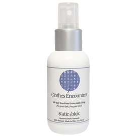 Static Blok Anti-Static Spray for Clothes - Instantly Eliminate Static Cling, Flyaways, and Shocks from Clothes, Fabrics, Linens, Blankets & Rugs- All-Natural Formula - Lasts All Day- 2oz Travel Size