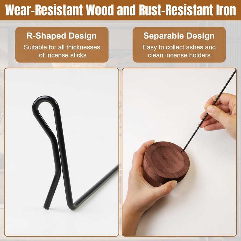 Upside Down Incense Holder with Ash Catcher for Sticks, Wooden