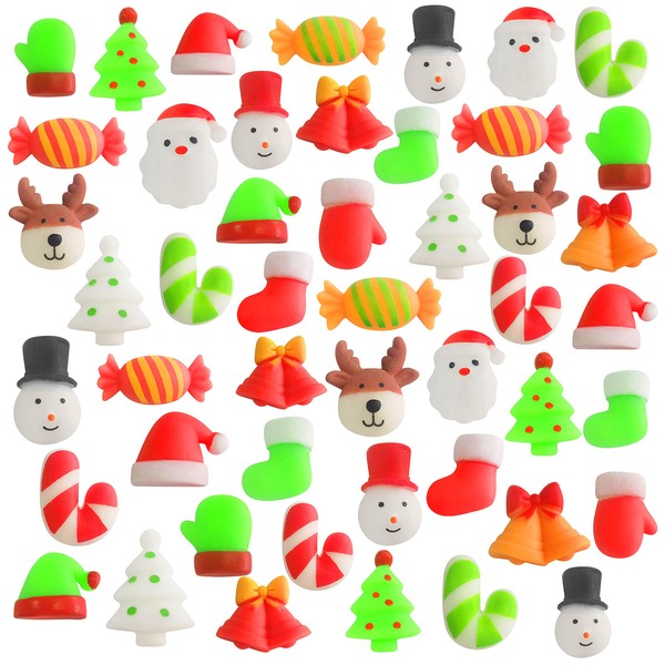 48 Pcs Christmas Mochi Squishy Toys,Mini Cute Squeeze Toy Stress