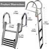 Mojiate 4-Step Stainless Steel Pontoon Boat Ladder - Foldable Telescoping