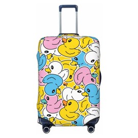 Lukbfall Colorful Rubber Ducks Luggage Suitcase Covers Elastic Washable Lovely Ducky Luggage Protector Travel Suitcase Protective Cover For Kid And Adult, S (Fit 18-21 Inch Luggage)