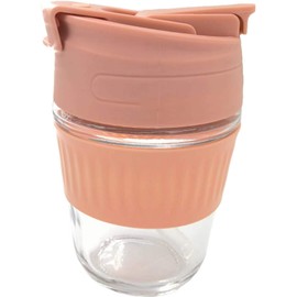 ZGYYLEAD Glass straw coffee cup with lid,12fl.oz, perfectly meets your travel needs.Glass cup with two drinking methods, can be consumed directly or with a straw. (1, Style A - Pink)