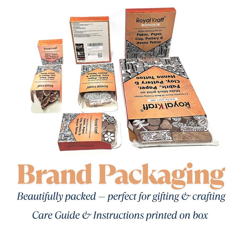 Clay Printing Stamps Arty Crafty Small Floral Shape Wooden Blocks