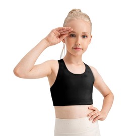 YACCA TREE Girls Sports Bras with Removable Padded,Racerback Yoga Athletic for Teen,Seamless Comfortable Black