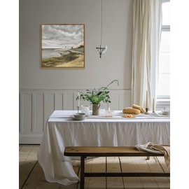 KUVIOKE Vintage Framed Landscape Canvas Wall Art Coastal Classic Wall Prints Modern Farmhouse Bathroom Office Decor - 24"x24" Natural Framed