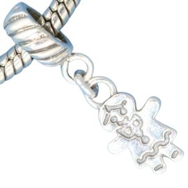 Wholesale Charms Christmas Gingerbread Girl Cookie 925 Solid Sterling Silver European Bead Charm DIY Crafting