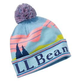 L.L.Bean Kids Elle Bean Pom Hat, Pale Turquoise Reflective