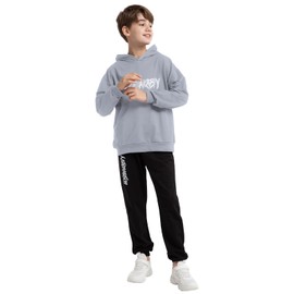 amropi Boy's Kids Tracksuit Pullover Hoodie Jogging Pants Set 2 Pieces Sweatsuit Grey,13-14Years