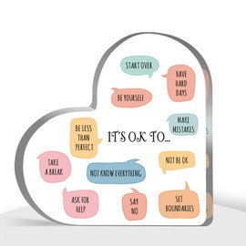 Mental Health Gifts, Recovery Self Care Encourage Gifts, Psychology Motivational Decorations for Corner Classroom Counseling Office, It's Ok to Say No Sign Plaque Acrylic