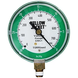 Yellow Jacket 69044 Vacuum Gauge, 0-30" Hg/760-0 Torr, 3 1/8"