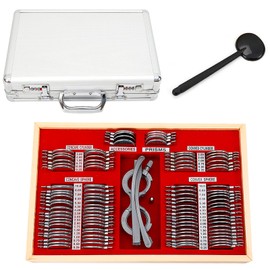 PIAOCAIYIN 104pcs Optical Trial Lens Set, Optical Lens Optometry Rim Kit Set w/Free Optometry Test Trial Frame, High Precision Optical Lens Optometry Kit, Glass & Metal