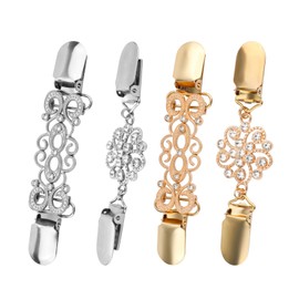 Pack of 4 Dress Clips at the Back, 4 Styles Retro Cinch Clips for Women's Clothing Pullover Clip Cardigan Clip Shirt Clips Stylish Brooch Clips Scarf Clasps Dress Clips for Women, Zinc