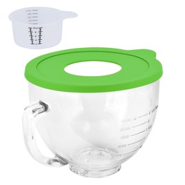 Glass Bowl Compatible With KITCHENAID 4.5/5 QT Tilt-Head Stand Mixer,with Lid Measurement Markings,Allows Placing it in the Microwave and Refrigeratr