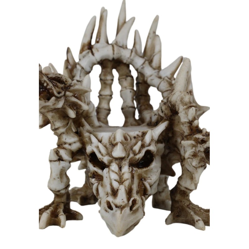 Legendary Arthurian Merlin Dragon Skulls Bones Skeletons Throne Chair Figurine