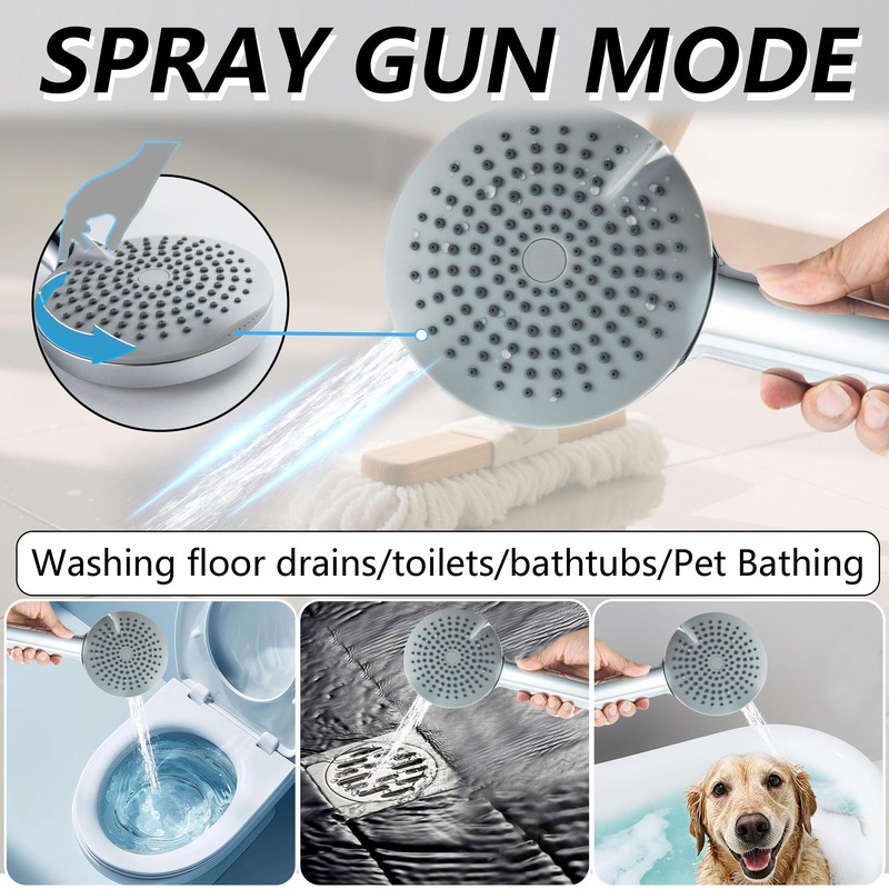 LUOGULIANG Chrome Tub Spout with Diverter, 5 Settings Hand Held